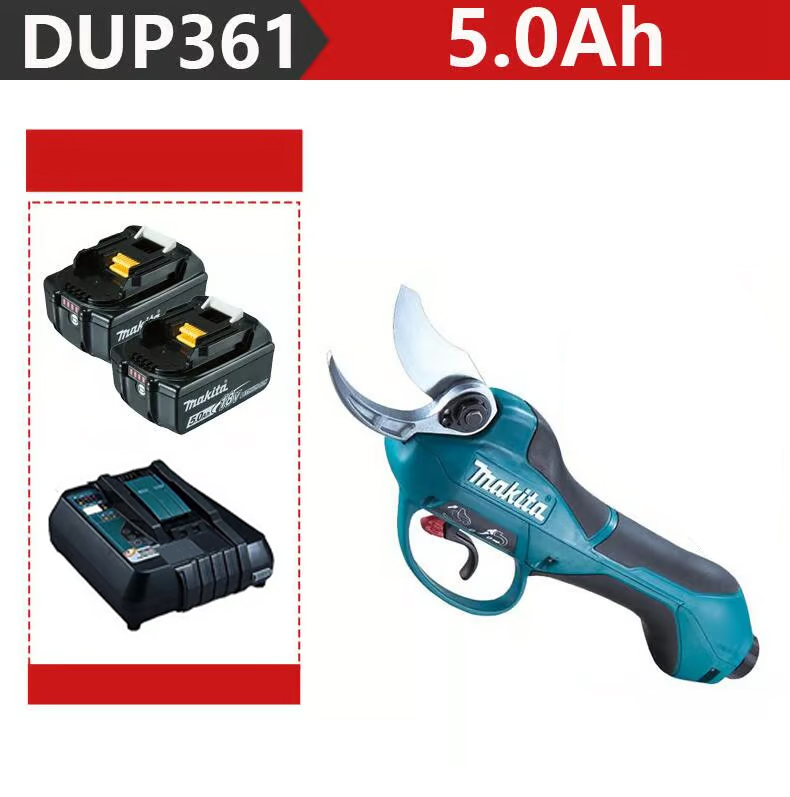 [Tijeras de podar Makita DUP361 de 1000 W + batería de litio de 36 V 5,0 Ah * 2 + cargador rápido] Duración de la batería 6 horas